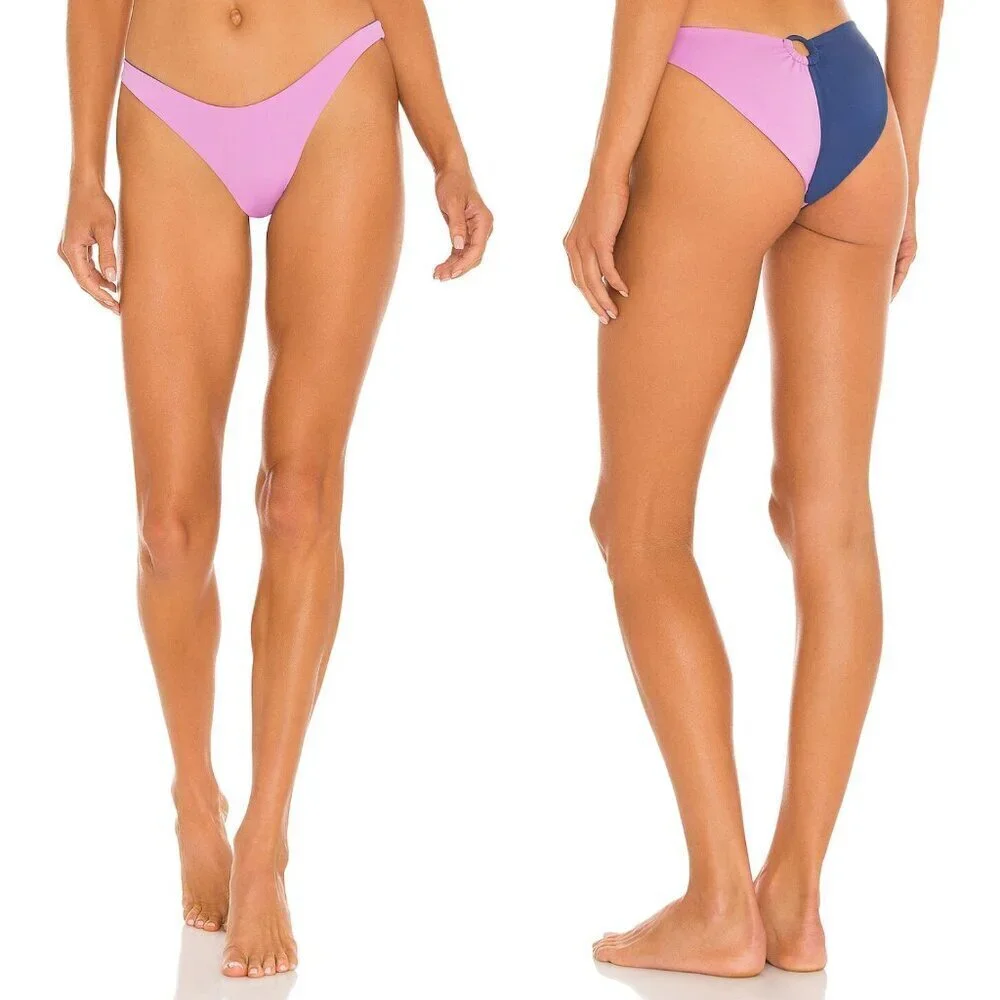 NWT l*space Mercury Back Ring Detail Color Block Bikini Bottom in Indigo…